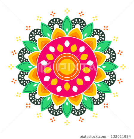 indian art circular rangoli mandala for festive decor 132011924