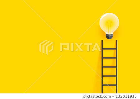 innovative idea concept with ladder and light bulb 132011933