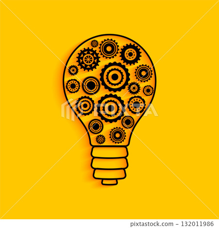 modern light bulb with cog and gear wheel concept background 132011986