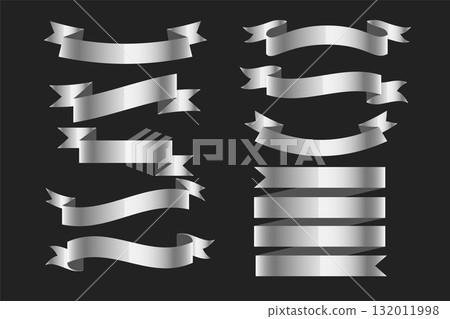 pack of silver ribbon band element banner design pack of silver ribbon band element banner design 132011998