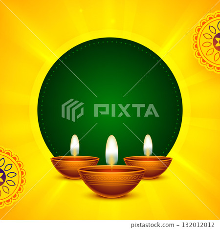 realistic diwali diya wishes card with text space 132012012