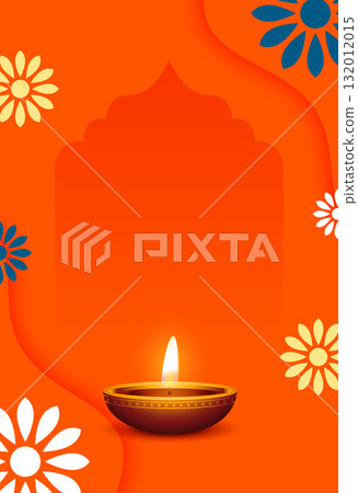 realistic glowing diya diwali template with text space 132012015