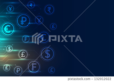set of digital currency symbol tech background with text space 132012022