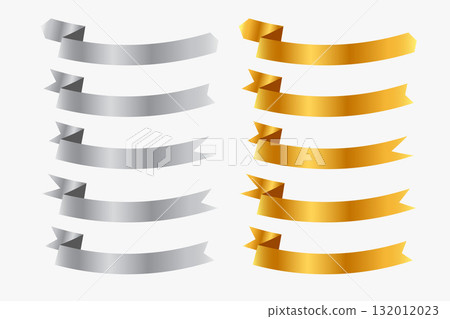 set of golden and silver ribbon band element banner set of golden and silver ribbon band element banner 132012023