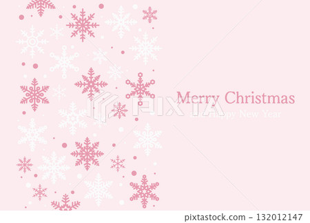 雪花主題的聖誕賀卡。可愛又時尚的禮物。粉紅色和白色。 132012147