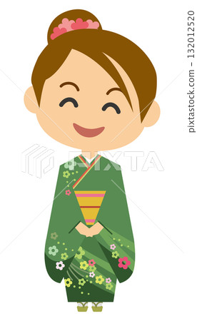 身穿振袖和服的女性插圖 132012520
