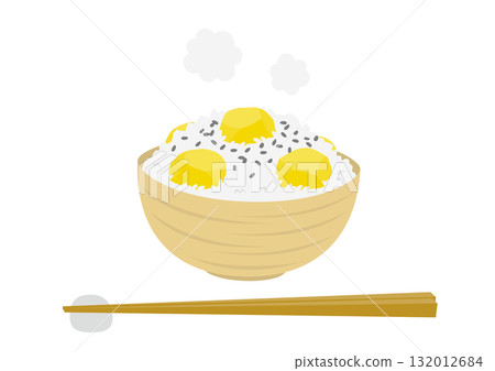 用碗和筷子盛裝的溫栗子米飯的插圖 132012684