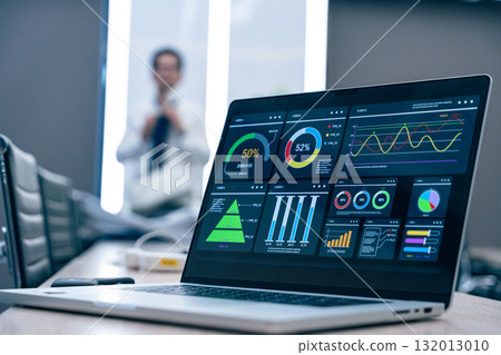 Business data dashboard provide business intelligence analytic for marketing strategy planning snugly with big data set to analyze customer demands and foreseeing business future. 132013010