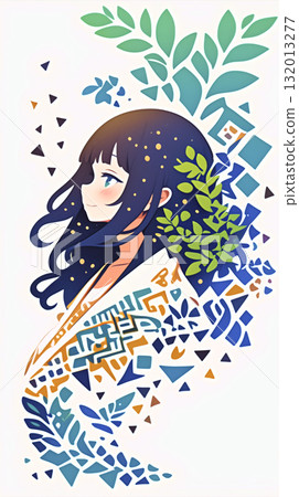 Pensive Girl Patchwork 132013277