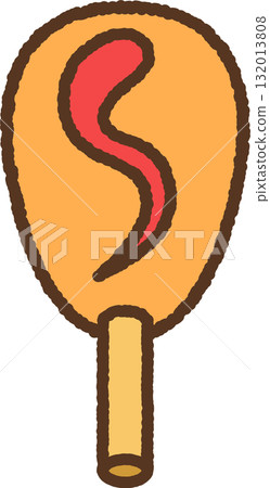 Illustration of a corn dog with ketchup 132013808