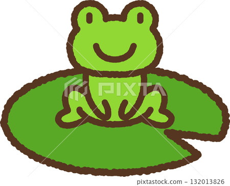 青蛙在水生植物上休息的插圖 青蛙在水生植物上休息的插圖 132013826