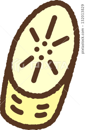 Cut banana illustration icon Cut banana illustration icon 132013829