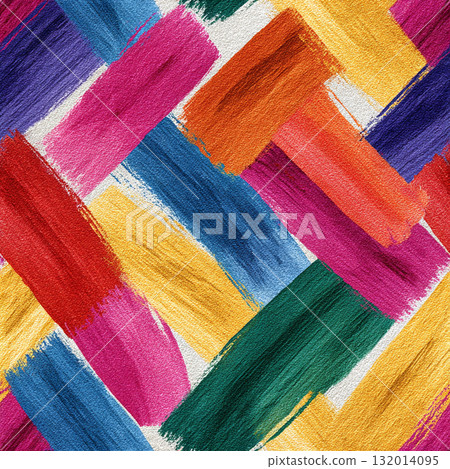 Vibrant Watercolor Strokes Seamless Pattern with Artistic Paper Texture 132014095