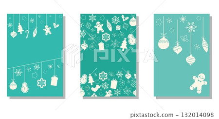 聖誕裝飾卡套裝，聖誕快樂可愛插圖 132014098