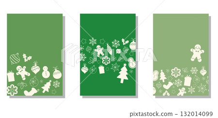 聖誕裝飾卡套裝，聖誕快樂可愛插圖 132014099