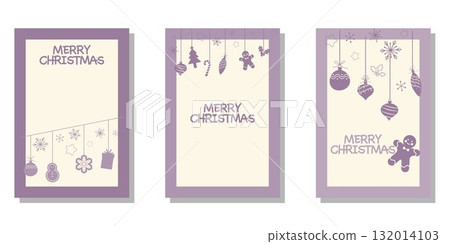 Christmas decoration card set, Merry Christmas cute illustrations Christmas decoration card set, Merry Christmas cute illustrations 132014103