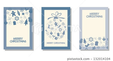 Christmas decoration card set, Merry Christmas cute illustrations Christmas decoration card set, Merry Christmas cute illustrations 132014104