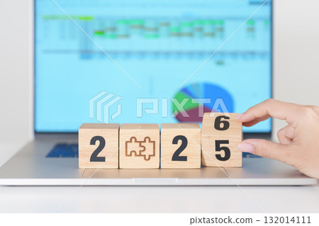 2025 end year to Happy New Year 2026 block with jigsaw puzzle icon against laptop computer. Business Process, Team, teamwork, Goal, mission, Resolution, strategy, plan, Action and partnership 2025 end year to Happy New Year 2026 block with jigsaw puzzle icon against laptop computer. Business Process, Team, teamwork, Goal, mission, Resolution, strategy, plan, Action and partnership 132014111