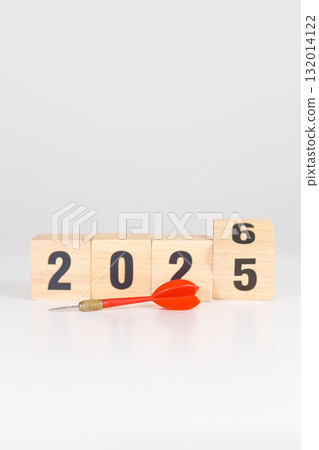 red dart with  chess people and 2026 year blocks.. Goal, plan, action, target, strategy, leadership, New Year and marketing concept 132014122