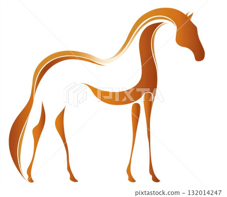 Elegant horse silhouette illustration with flowing mane and graceful posture for design use 132014247