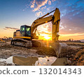 An excavator working on a new construction site 132014343
