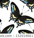 Black swallowtail Butterfly. Seamless watercolor pattern for printing on fabric, textiles, wrapping paper, bags, notebooks and notepads. Spring summer 2026 132014661