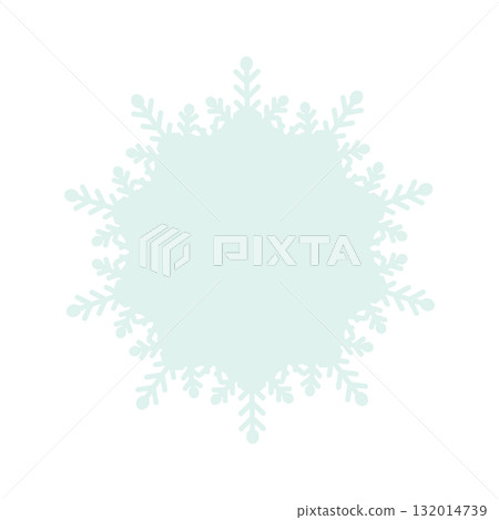 Natural lace-style frame illustration material, pale blue-green, snowflake image, white background, vector 132014739