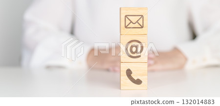 Contact Us concepts. Wood block of Email, call Phone and Website Address sign. For Customer support hotline, business Marketing, Corporate, communication and Advertising Contact Us concepts. Wood block of Email, call Phone and Website Address sign. For Customer support hotline, business Marketing, Corporate, communication and Advertising 132014883