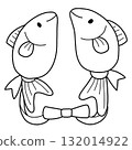 Cute monochrome Pisces illustration Cute monochrome Pisces illustration 132014922