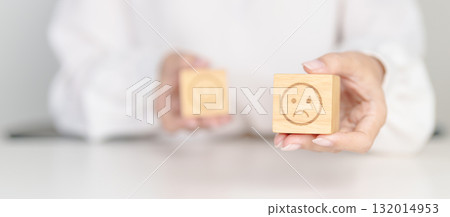 Woman show Unhappy Sad face block, Mental health Assessment, Psychology, Health Wellness, Feedback, Customer Review, Experience, Satisfaction Survey, Negative Thinking and World Mental Health day Woman show Unhappy Sad face block, Mental health Assessment, Psychology, Health Wellness, Feedback, Customer Review, Experience, Satisfaction Survey, Negative Thinking and World Mental Health day 132014953