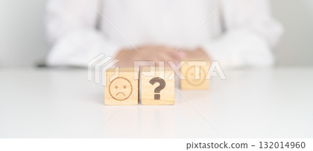 Bad Emotion face with Question block, Mental health Assessment, Psychology, Health Wellness, Feedback, Customer Review, Experience, Satisfaction Survey, Opinion, Evaluation and World Mental Health day Bad Emotion face with Question block, Mental health Assessment, Psychology, Health Wellness, Feedback, Customer Review, Experience, Satisfaction Survey, Opinion, Evaluation and World Mental Health day 132014960