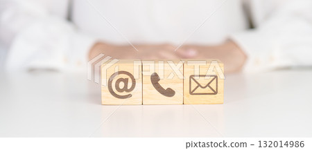 Contact Us concepts. Wood block of Email, call Phone and Website Address sign. For Customer support hotline, business Marketing, Corporate, communication and Advertising Contact Us concepts. Wood block of Email, call Phone and Website Address sign. For Customer support hotline, business Marketing, Corporate, communication and Advertising 132014986
