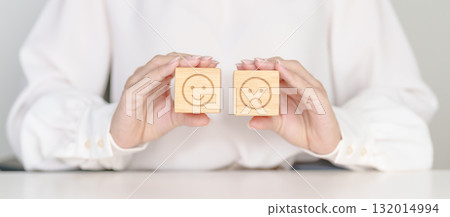 Woman show Emotion face block, Mental health Assessment, Psychology, Health Wellness, Feedback, Customer Review, Experience, Satisfaction Survey, Opinion, Evaluation and World Mental Health day 132014994