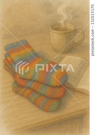 冬日午後的溫暖|彩虹色的頭髮和熱水彩畫 冬日午後的溫暖|彩虹色的頭髮和熱水彩畫 132015170