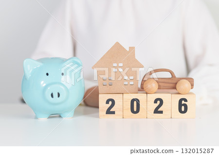 Happy New Year 2026 with car and Home model with coin stack. Car loan, Interest rate, real estate, house, Insurance, Financial, Repair, Tax, mortgage and Maintenance Happy New Year 2026 with car and Home model with coin stack. Car loan, Interest rate, real estate, house, Insurance, Financial, Repair, Tax, mortgage and Maintenance 132015287