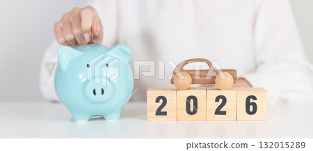 Happy New Year 2026 with car model and Coins Money stack for deposit and Automobile Tax. Money Saving, Car Insurance, Financial, vehicle Repair and Maintenance and New Year concept Happy New Year 2026 with car model and Coins Money stack for deposit and Automobile Tax. Money Saving, Car Insurance, Financial, vehicle Repair and Maintenance and New Year concept 132015289