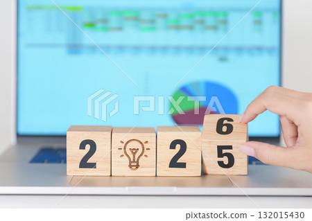 2025 end year to Happy New Year 2026 block with lightbulb icon against computer laptop background. Business Idea, Creative, Thinking, brainstorm, Goal, Resolution, strategy, plan, Action and change 2025 end year to Happy New Year 2026 block with lightbulb icon against computer laptop background. Business Idea, Creative, Thinking, brainstorm, Goal, Resolution, strategy, plan, Action and change 132015430