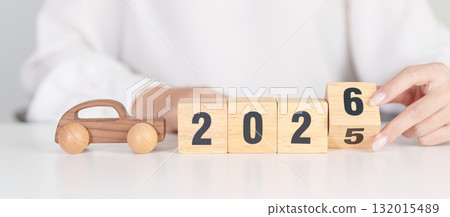 2025 end year to Happy New Year 2026 with Car model on table. Automobile Tax, Car Insurance, Financial, vehicle Repair and Maintenance and New Year concept 2025 end year to Happy New Year 2026 with Car model on table. Automobile Tax, Car Insurance, Financial, vehicle Repair and Maintenance and New Year concept 132015489