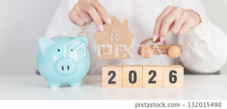 Happy New Year 2026 with car and Home model with coin stack. Car loan, Interest rate, real estate, house, Insurance, Financial, Repair, Tax, mortgage and Maintenance Happy New Year 2026 with car and Home model with coin stack. Car loan, Interest rate, real estate, house, Insurance, Financial, Repair, Tax, mortgage and Maintenance 132015498