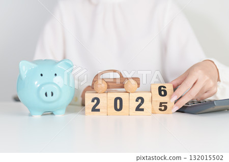 2025 end year to Happy New Year 2026 with car model and Coins Money stack for deposit and Automobile Tax. Money Saving, Car Insurance, Financial, vehicle Repair and Maintenance and New Year concept 2025 end year to Happy New Year 2026 with car model and Coins Money stack for deposit and Automobile Tax. Money Saving, Car Insurance, Financial, vehicle Repair and Maintenance and New Year concept 132015502