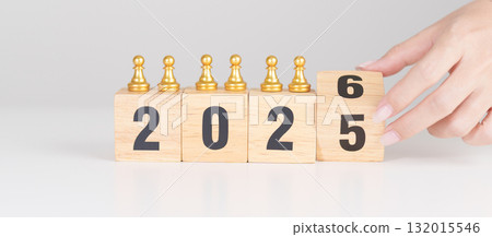 man chess figure from the crowd employee with 2026 Year block. Human resource management, Recruitment, Teamwork, strategy, toxic people and leadership Concepts 132015546