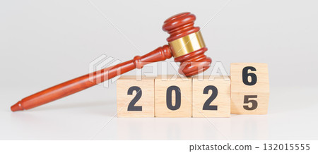 Happy New Year 2026 with judge gavel on table. Law, lawyer, judgment, justice auction and bidding concept Happy New Year 2026 with judge gavel on table. Law, lawyer, judgment, justice auction and bidding concept 132015555