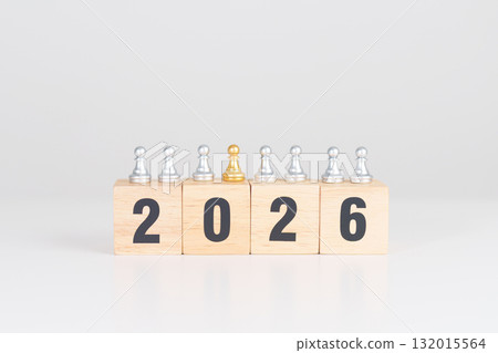 man chess figure from the crowd employee with 2026 Year block. Human resource management, Recruitment, Teamwork, strategy, toxic people and leadership Concepts 132015564