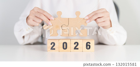 2026 year block with jigsaw puzzle icon. Business Process, Team, teamwork, Goal, mission, Resolution, strategy, plan, Action, partnership, and New Year start 2026 year block with jigsaw puzzle icon. Business Process, Team, teamwork, Goal, mission, Resolution, strategy, plan, Action, partnership, and New Year start 132015581