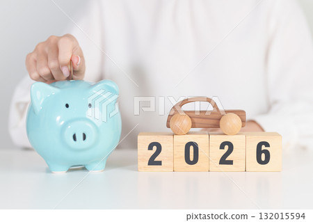 Happy New Year 2026 with car model and Coins Money stack for deposit and Automobile Tax. Money Saving, Car Insurance, Financial, vehicle Repair and Maintenance and New Year concept Happy New Year 2026 with car model and Coins Money stack for deposit and Automobile Tax. Money Saving, Car Insurance, Financial, vehicle Repair and Maintenance and New Year concept 132015594