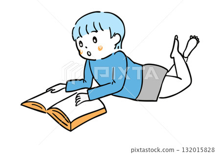 一個男孩躺著看書 一個男孩躺著看書 132015828