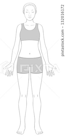 全身女性線條插畫(正面,灰色衣服) 全身女性線條插畫(正面,灰色衣服) 132016172
