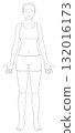 Full-body female line drawing illustration (front view, no color) 132016173
