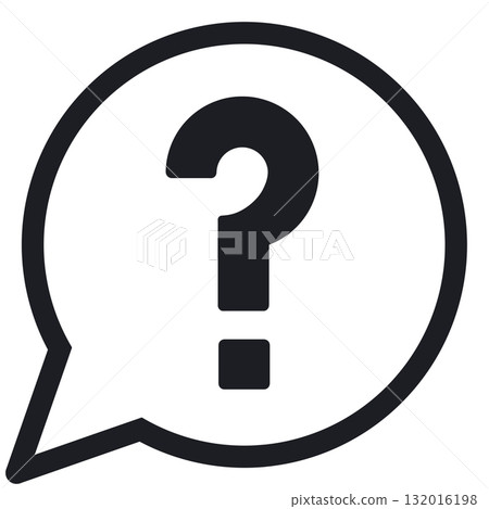 Simple round speech bubble question mark (line drawing, transparent version) 132016198