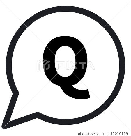 Simple round speech bubble Q (line drawing, transparent version) Simple round speech bubble Q (line drawing, transparent version) 132016199